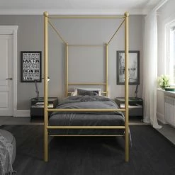 Discount 🥰 Mainstays Queen Metal Canopy Platform Bed 🌟 -Beds Shop detail2AMW1637
