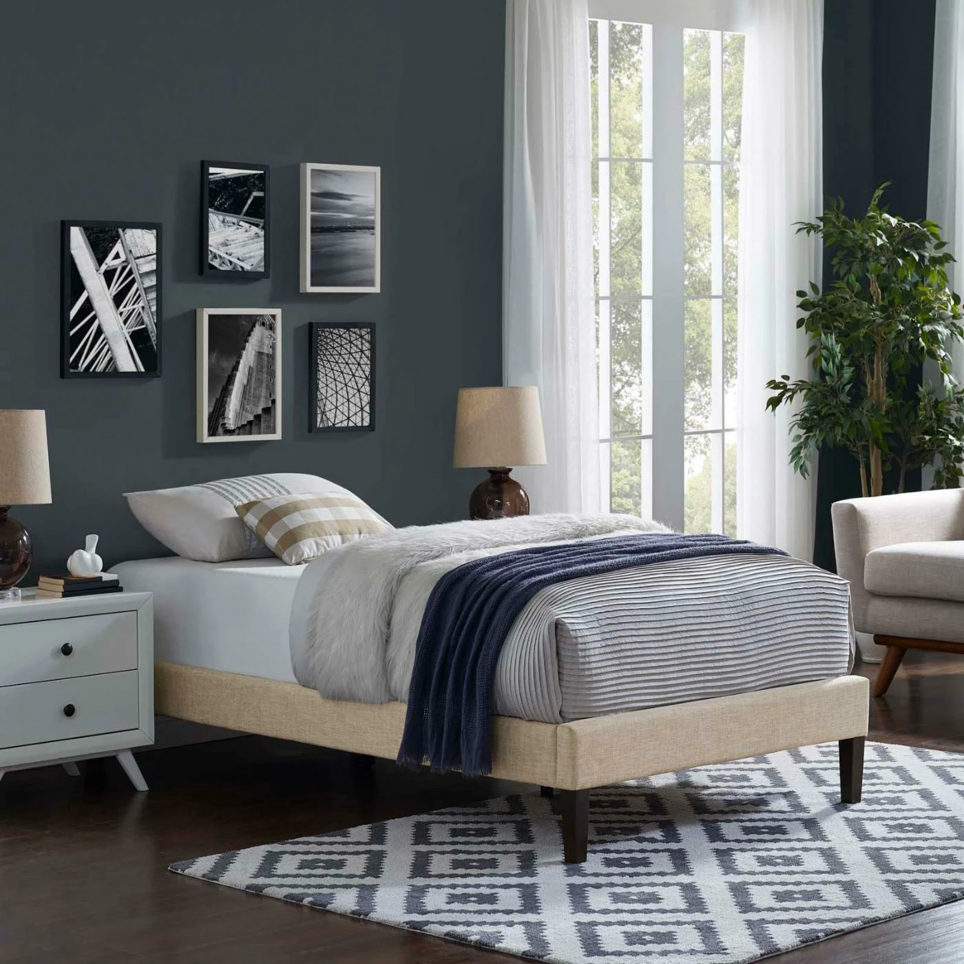 New β King Modway Tessie Platform Bed Frame With Squared Tapered Legs π 6 New β King Modway Tessie Platform Bed Frame With Squared Tapered Legs π - Image 4