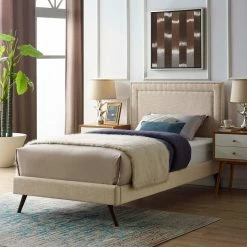 Coupon ⭐ Queen Modway Virginia Platform Bed With Round Splayed Legs 💯 -Beds Shop detail2EEI1923
