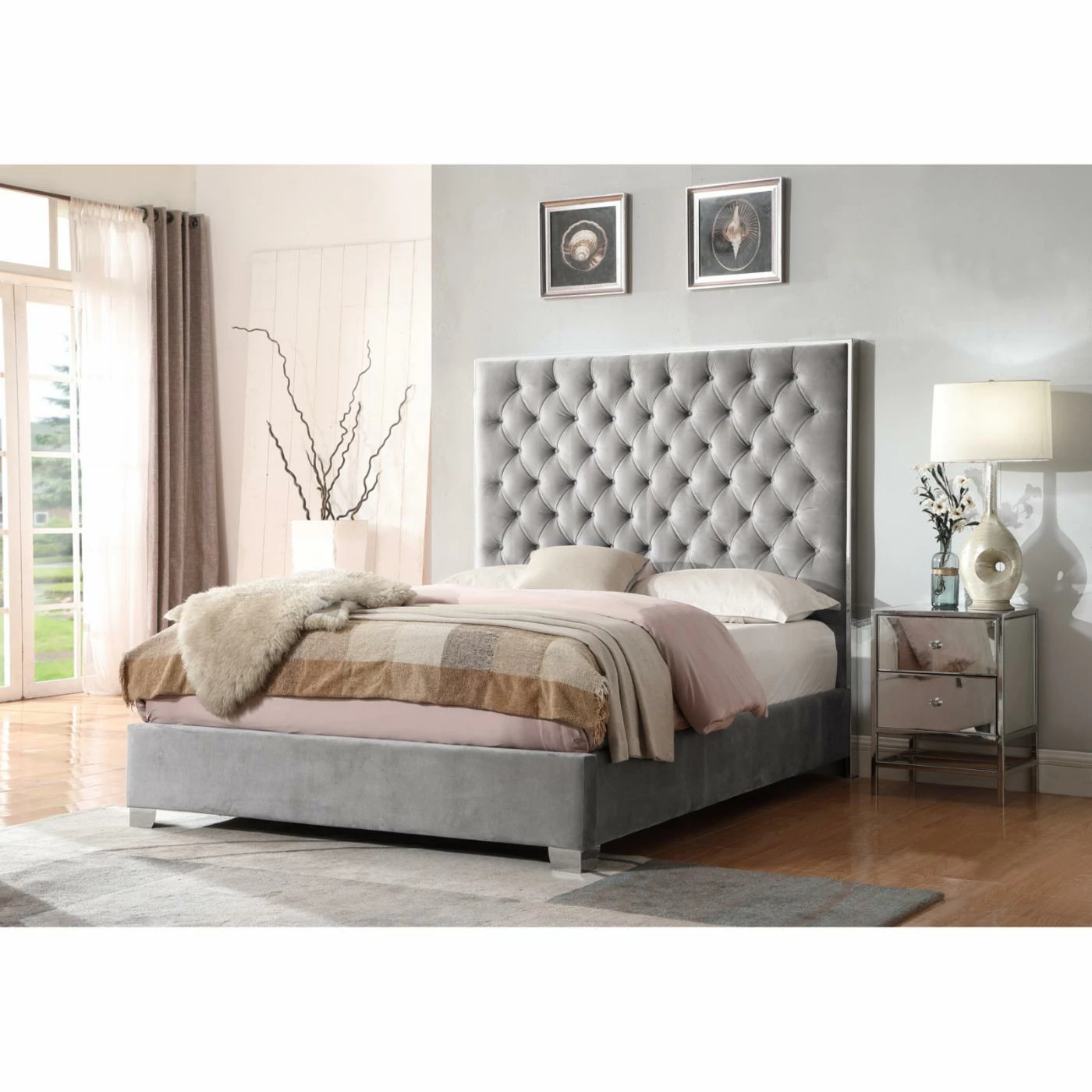 Top 10 π Wallace & Bay California King Wallace & Bay James Silver Gray Button Tufted Panel Bed π 6 Top 10 π Wallace & Bay California King Wallace & Bay James Silver Gray Button Tufted Panel Bed π - Image 4