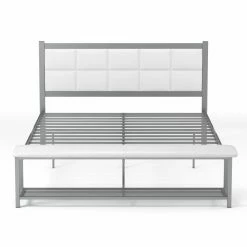 Deals 👏 Queen Furniture Of America Arabel Faux Leather Platform Bed With Bench 🛒 -Beds Shop detail2ENLB5404