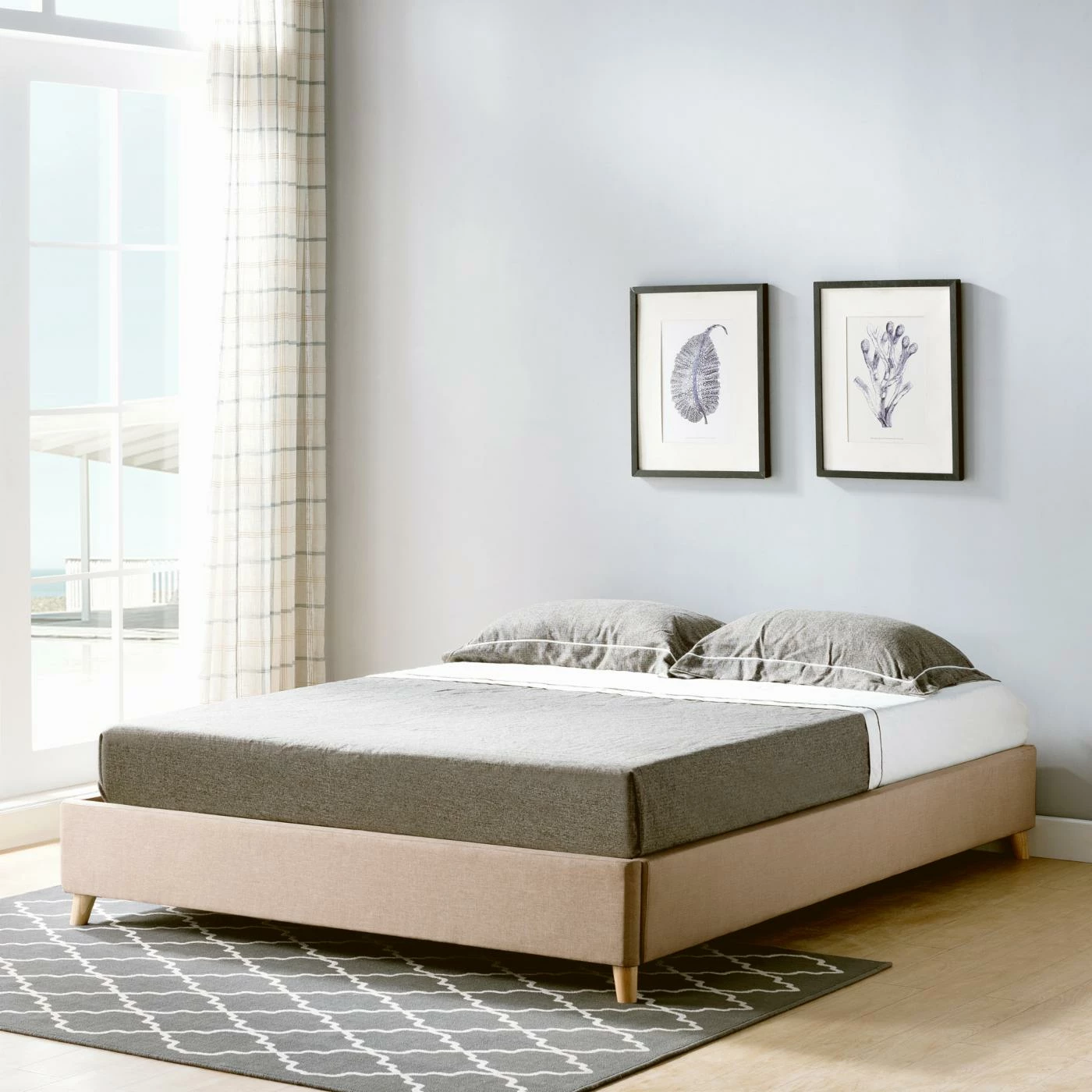 Best Sale π Queen Furniture Of America Rina Mid-Century Upholstered Foundation Bed - Yellow π 6 Best Sale π Queen Furniture Of America Rina Mid-Century Upholstered Foundation Bed - Yellow π - Image 4