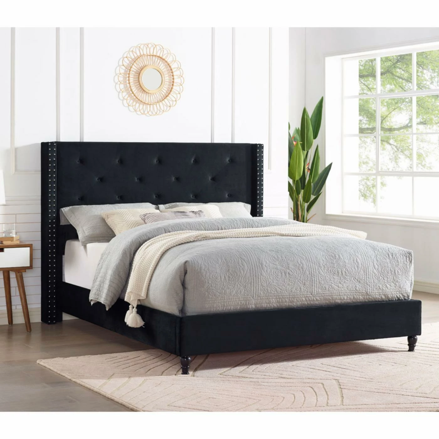 Best deal π€© Best Master Furniture Vero Velvet Tufted Wingback Platform Bed - California King - Blue π 6 Best deal π€© Best Master Furniture Vero Velvet Tufted Wingback Platform Bed - California King - Blue π - Image 4