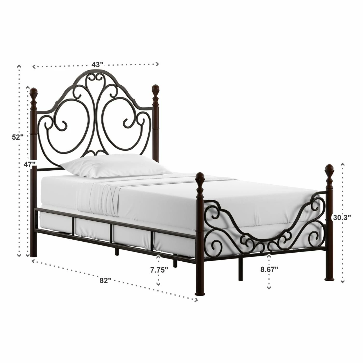 Cheapest π€© Weston Home Waterford Twin Metal Poster Bed - Cherry π― 6 Cheapest π€© Weston Home Waterford Twin Metal Poster Bed - Cherry π― - Image 4