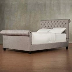 Flash Sale 🤩 King Weston Home Ellesmere Tufted Upholstered Sleigh Bed 😍 -Beds Shop detail2HME2863