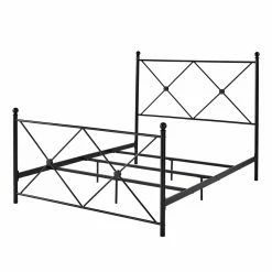 Promo 🔔 Queen Weston Home Double X Headboard Metal Panel Bed 🤩 -Beds Shop detail2HME3674