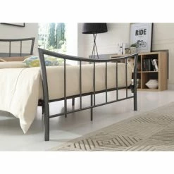 Best Sale 🤩 Queen Hodedah Imports Curved Metal Spindle Platform Bed ⌛ -Beds Shop detail2HODE089