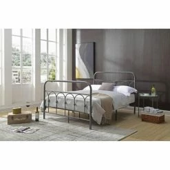 Deals 🥰 Queen Hodedah Imports Arched Metal Platform Bed 🛒 -Beds Shop detail2HODE091