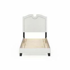 New ✨ King Furinno Davina Nailhead Trim Upholstered Platform Bed 🎁 -Beds Shop detail2LLYT615
