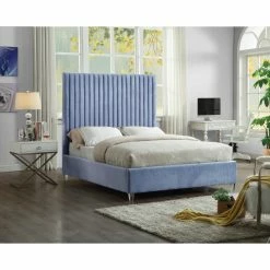 Budget 🎁 King Meridian Furniture Inc Candace Upholstered Low Profile Bed 😀 -Beds Shop detail2MERI592