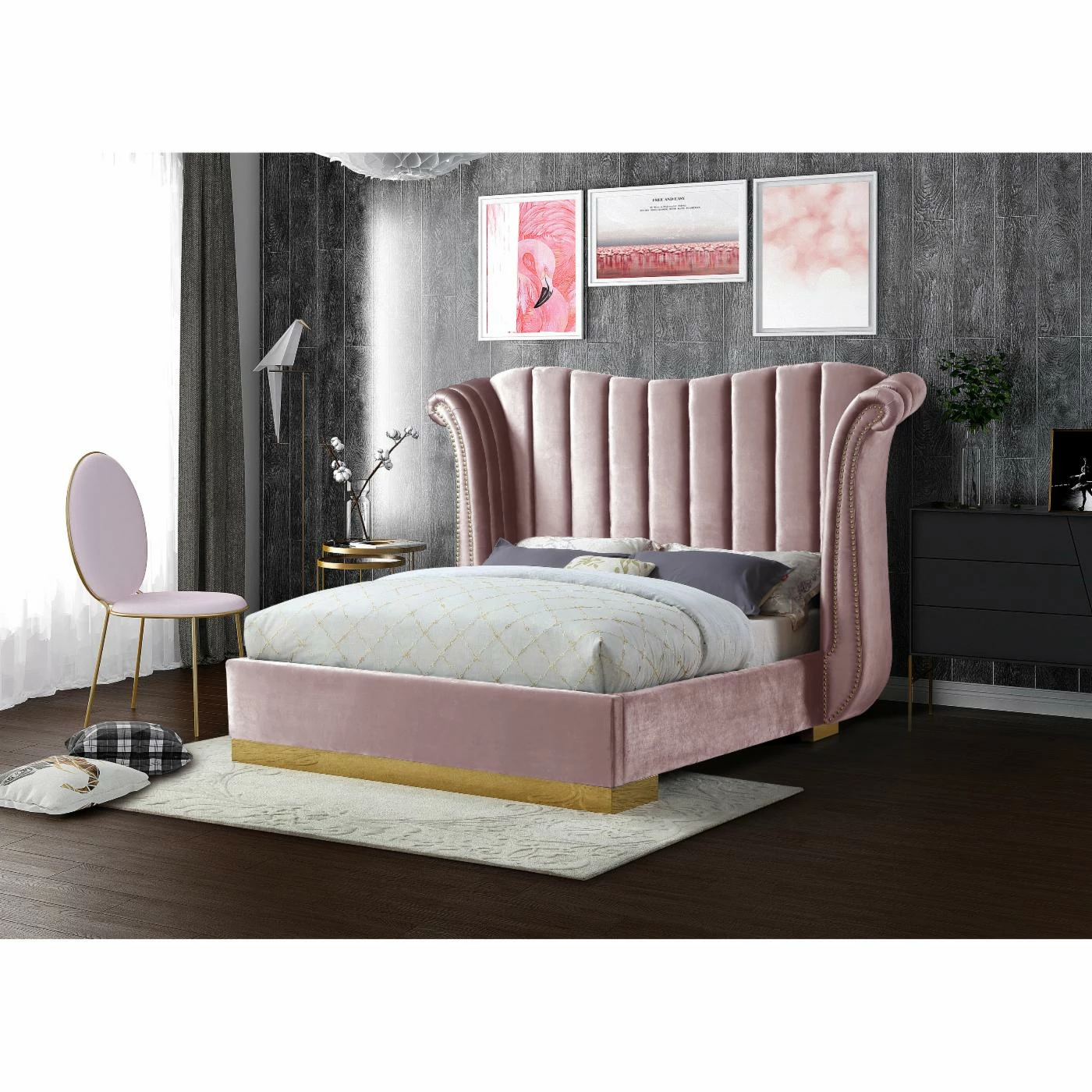 New β King Meridian Furniture Inc Flora Upholstered Wingback Low Profile Bed With Nailhead Trim π₯ 6 New β King Meridian Furniture Inc Flora Upholstered Wingback Low Profile Bed With Nailhead Trim π₯ - Image 4
