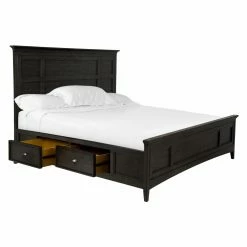 Promo 🎁 Queen Magnussen Westley Falls Relaxed Traditional Graphite Panel Bed With Storage Rails 😍 -Beds Shop detail2MHF3339