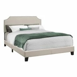 Buy 🛒 Queen Monarch Specialties Linen With Nailhead Trim Bed 😀 -Beds Shop detail2MON1481