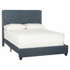 Promo 🥰 Queen Safavieh Winslet Wingback Upholstered Platform Bed 👍 -Beds Shop detail2SAV4702