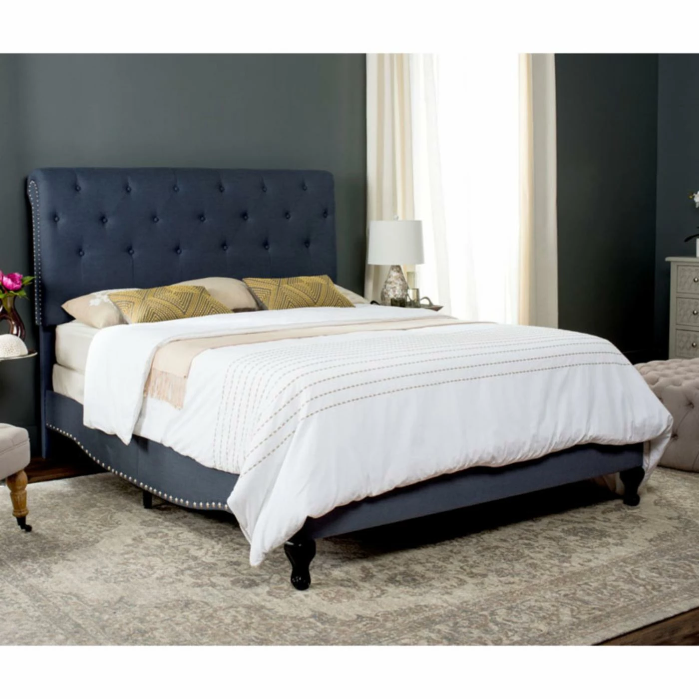 Cheapest π Queen Safavieh Hathaway Upholstered Platform Bed π 6 Cheapest π Queen Safavieh Hathaway Upholstered Platform Bed π - Image 4