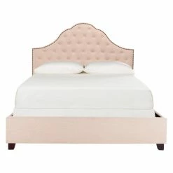 Brand new 🧨 Queen Safavieh Beckham Upholstered Panel Bed 🛒 -Beds Shop detail2SAV9632
