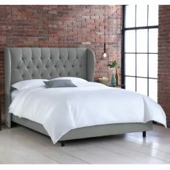 Best Pirce 🤩 Skyline Furniture California King Tufted Wingback Linen Upholstered Bed 🤩 -Beds Shop detail2SKY1395