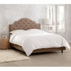 Flash Sale ✨ Skyline Furniture California King Tufted Notched Velvet Upholstered Bed 💯 -Beds Shop detail2SKY1401