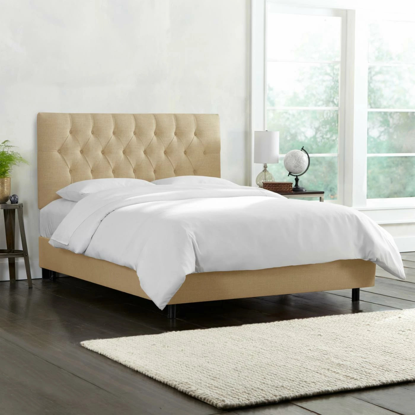 Promo π Skyline Furniture California King Skyline Tufted Linen Upholstered Panel Bed π― 6 Promo π Skyline Furniture California King Skyline Tufted Linen Upholstered Panel Bed π― - Image 4