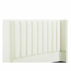 Buy 🤩 King TOV Furniture Waverly Cream Velvet Upholstered Low Profile Bed 😉 -Beds Shop detail2TOVF351