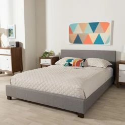 Best Sale 🔥 Queen HN Home Spokane Transitional Panel Stitched Upholstery Platform Bed 😀 -Beds Shop detail2WSI3241