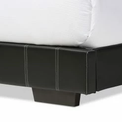 Best reviews of 🛒 Full/Double Baxton Studio Solo Black Faux Leather Full Size Platform Bed 😉 -Beds Shop detail2WSI3532