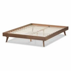 Discount ⭐ King HN Home Scott Mid-Century Modern Walnut Brown Finished Solid Wood Platform Bed Frame 🎁 -Beds Shop detail2WSI3680