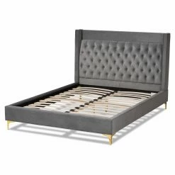 Promo 🎉 King Baxton Studio Valery Upholstered Platform Bed 😍 -Beds Shop detail2WSI4392