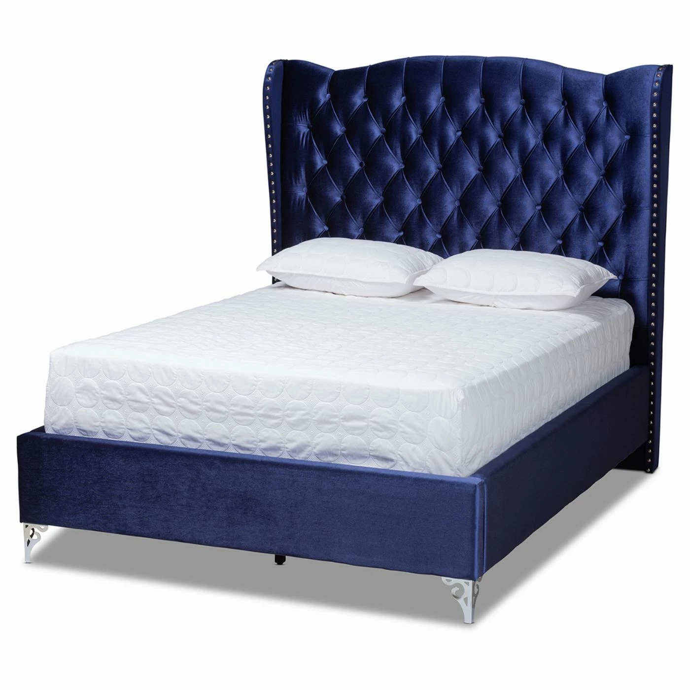 Best Sale π₯ King Baxton Studio Hanne Velvet Upholstered Wingback Bed π₯° 6 Best Sale π₯ King Baxton Studio Hanne Velvet Upholstered Wingback Bed π₯° - Image 4