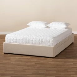 Cheap 👏 King Baxton Studio Leni Upholstered 4 Drawer Platform Bed Frame With Storage 🛒 -Beds Shop detail2WSI4615