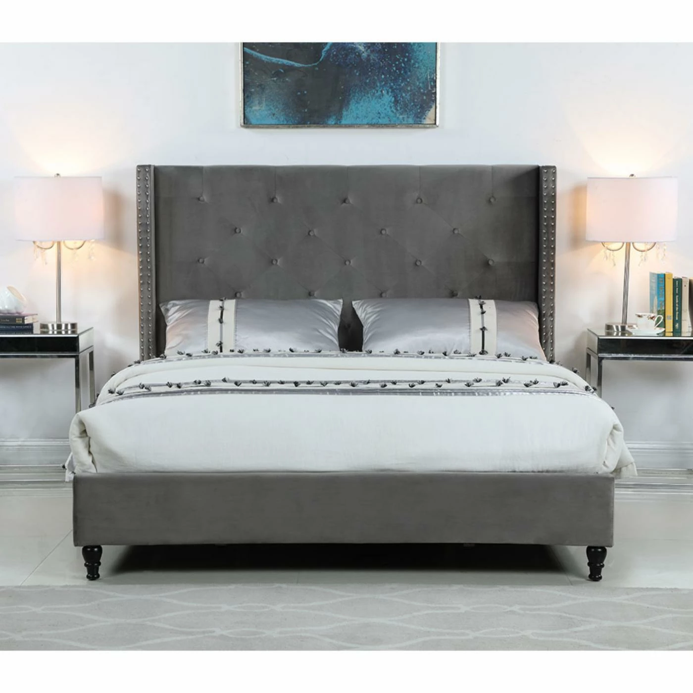 Best deal π€© Best Master Furniture Vero Velvet Tufted Wingback Platform Bed - California King - Blue π 8 Best deal π€© Best Master Furniture Vero Velvet Tufted Wingback Platform Bed - California King - Blue π - Image 6