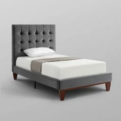 Best Sale ✨ Queen Inspired Home Scott Velvet Button Tufted Platform Bed 🤩 -Beds Shop detail3INSP165
