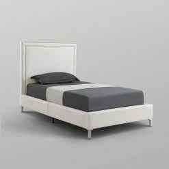 Coupon 🛒 Full/Double Inspired Home Reese Leather Nailhead Trim Platform Bed 🧨 -Beds Shop detail3INSP167