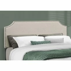 Buy 🛒 Queen Monarch Specialties Linen With Nailhead Trim Bed 😀 -Beds Shop detail3MON1481