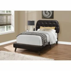Cheapest 🧨 Queen Monarch Specialties Retro Tufted Faux Leather Upholstered Panel Bed 👍 -Beds Shop detail3MON1575