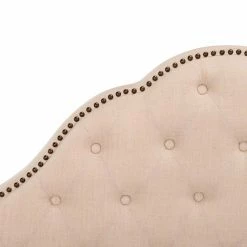 Brand new 🧨 Queen Safavieh Beckham Upholstered Panel Bed 🛒 -Beds Shop detail3SAV9632