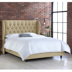 Best Pirce 🤩 Skyline Furniture California King Tufted Wingback Linen Upholstered Bed 🤩 -Beds Shop detail3SKY1395