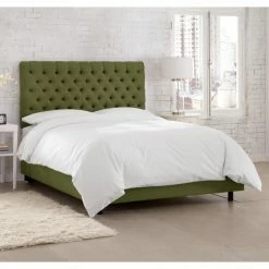 Budget 🥰 Skyline Furniture California King Skyline Diamond Tufted Linen Upholstered Panel Bed 💯 -Beds Shop detail3SKY1732