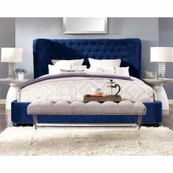 New 👏 King TOV Furniture Finley Upholstered Platform Bed 👍 -Beds Shop detail3TOVF003