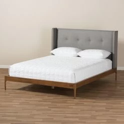 New 👏 King Baxton Studio Brooklyn Fabric Platform Bed ✨ -Beds Shop detail3WSI3595