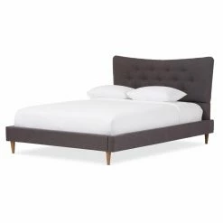 Budget 💯 King HN Home Rennie Mid-Century Modern Button Tufted Upholstered Platform Bed 😀 -Beds Shop detail3WSI4299