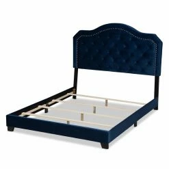Buy 🧨 Queen Baxton Studio Samantha Upholstered Button Tufted Panel Bed 😀 -Beds Shop detail3WSI4935