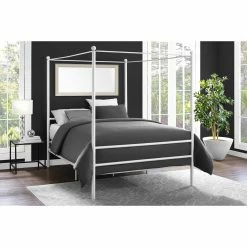 Discount 🥰 Mainstays Queen Metal Canopy Platform Bed 🌟 -Beds Shop detail4AMW1637