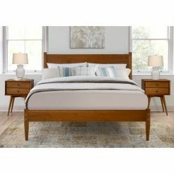 Promo 😍 King Camaflexi Mid-Century Platform Bed With Panel Headboard 😀 -Beds Shop detail4ECOF142