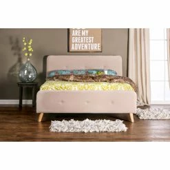 New 💯 Queen Furniture Of America Leandra Upholstered Platform Bed 🛒 -Beds Shop detail4ENLB2951