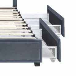Coupon ✨ Queen Furniture Of America Metrolia 4-Drawer Upholstered Platform Bed - Full - Gray 😀 -Beds Shop detail4ENLB5657