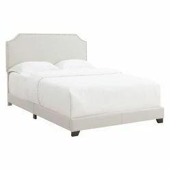 Outlet 🎁 Queen HomeFare Clipped Corner Upholstered Low Profile Bed 🔥 -Beds Shop detail4HOMM2141