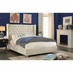 Coupon 😍 King Meridian Furniture Inc Aiden Velvet Platform Bed ⌛ -Beds Shop detail4MERI458