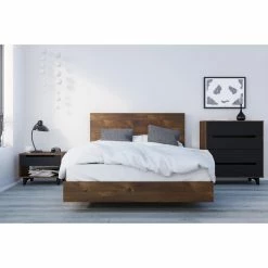 Flash Sale ❤️ Queen Nexera Nocce Platform Bed With Plank Effect Headboard 🛒 -Beds Shop detail4MFI752