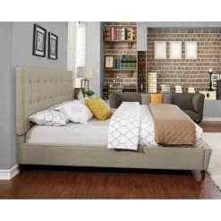 Cheapest 😀 Queen Nathaniel Home Preston Upholstered Platform Bed 🤩 -Beds Shop detail4NATH101